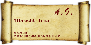 Albrecht Irma névjegykártya
